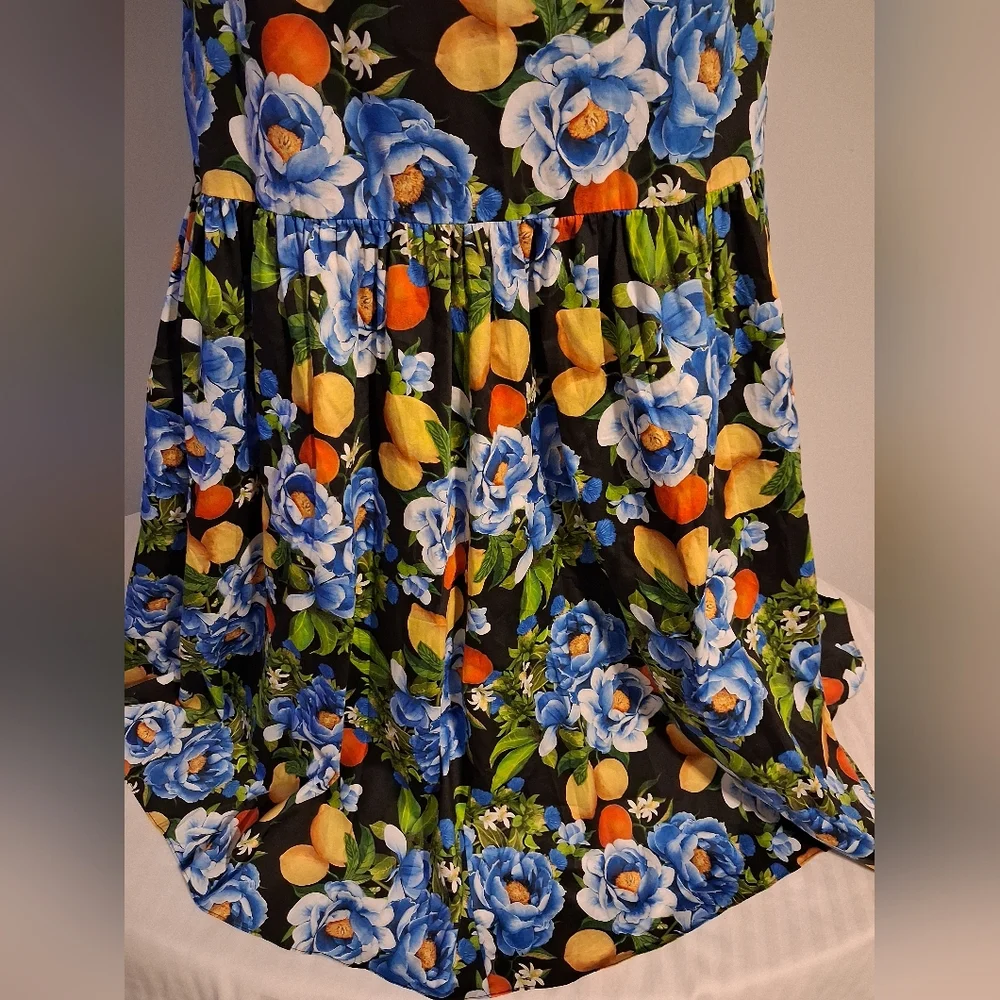 Borgo De Nor Floral And Lemon Maxi Dress UK Size 14 US Size 10 - Picture 6 of 15